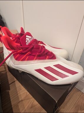 adidas Kids White and Red Athletic Cleats